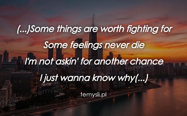 (...)Some things are worth fighting for  Some feelings never