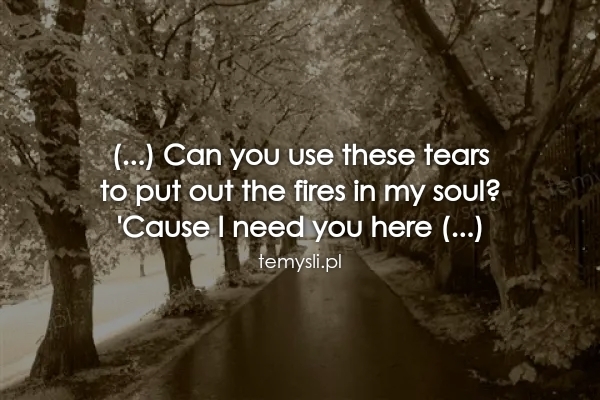 (...) Can you use these tears  to put out the fires in my so