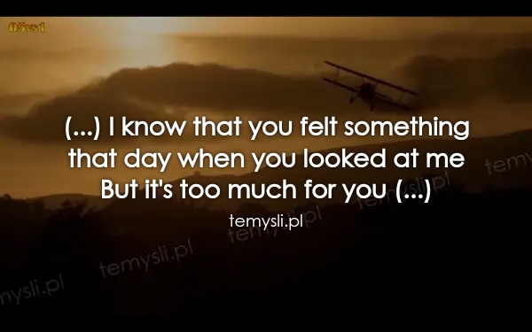 (...) I know that you felt something  that day when you look